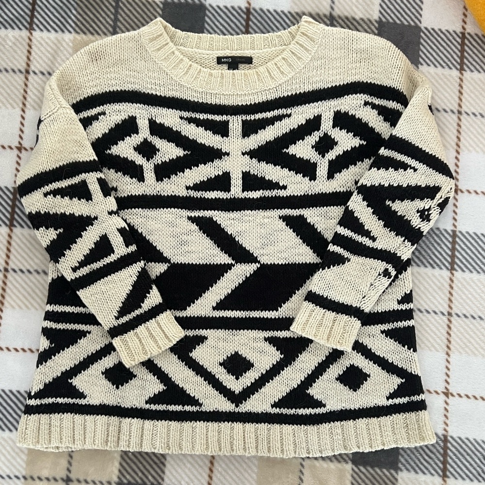 Vintage Mango Black And White Geometric Pattern W… - image 1